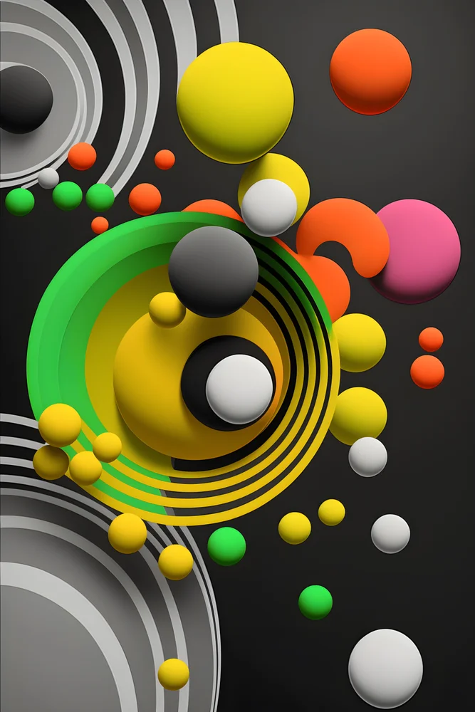 Tablou canvas: Compoziție Geometrică cu Sfere Colorate - Thumbnail 2