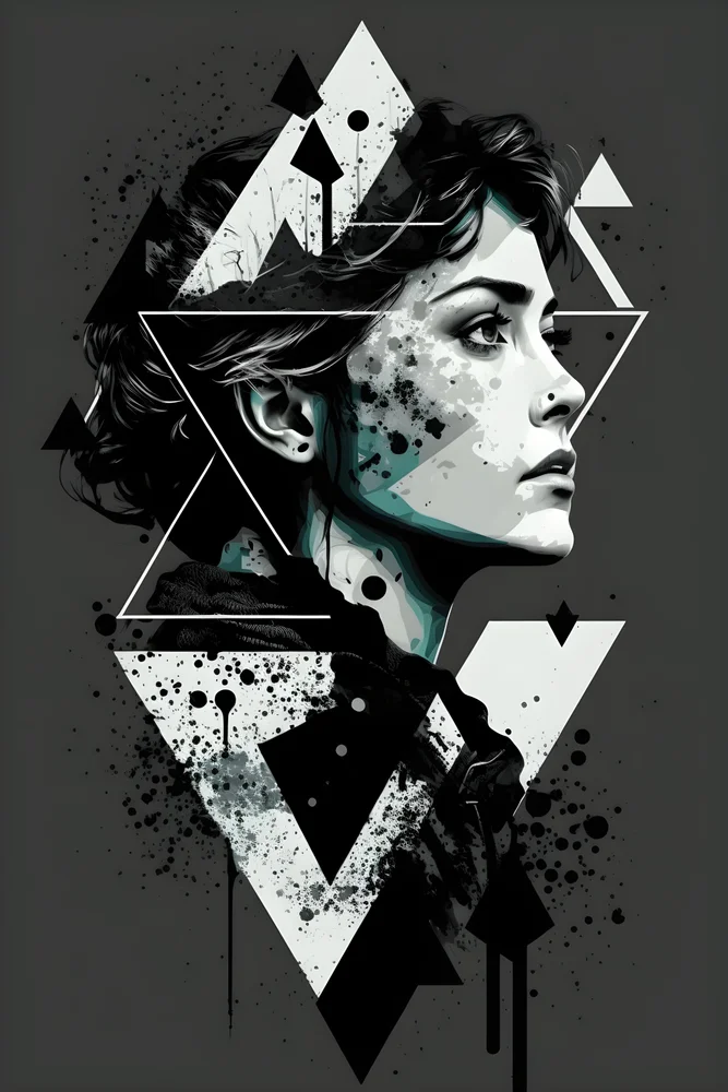 Tablou canvas: Portret Geometric Alb-Negru - Thumbnail 2