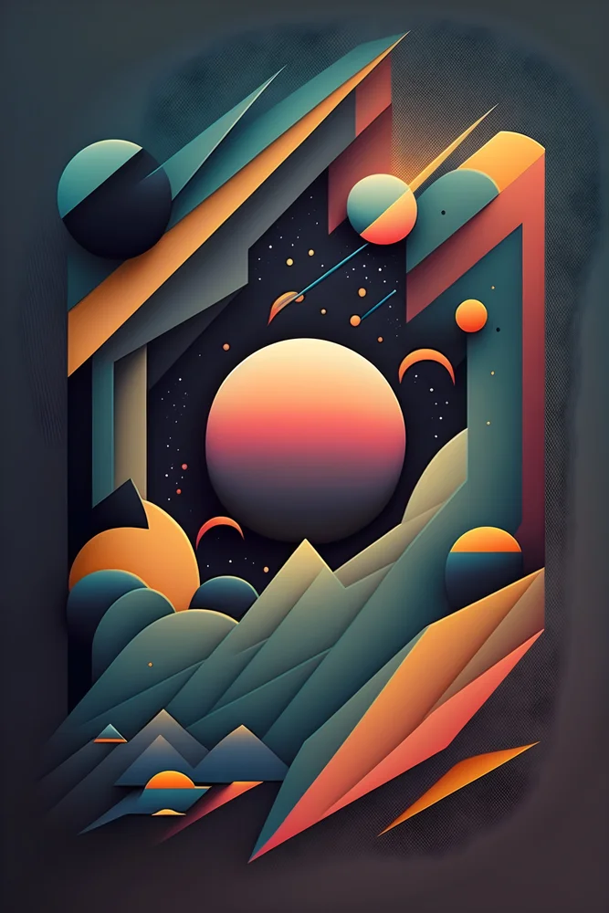 Tablou canvas: Peisaj Cosmic Geometric în Trei Dimensiuni - Thumbnail 2