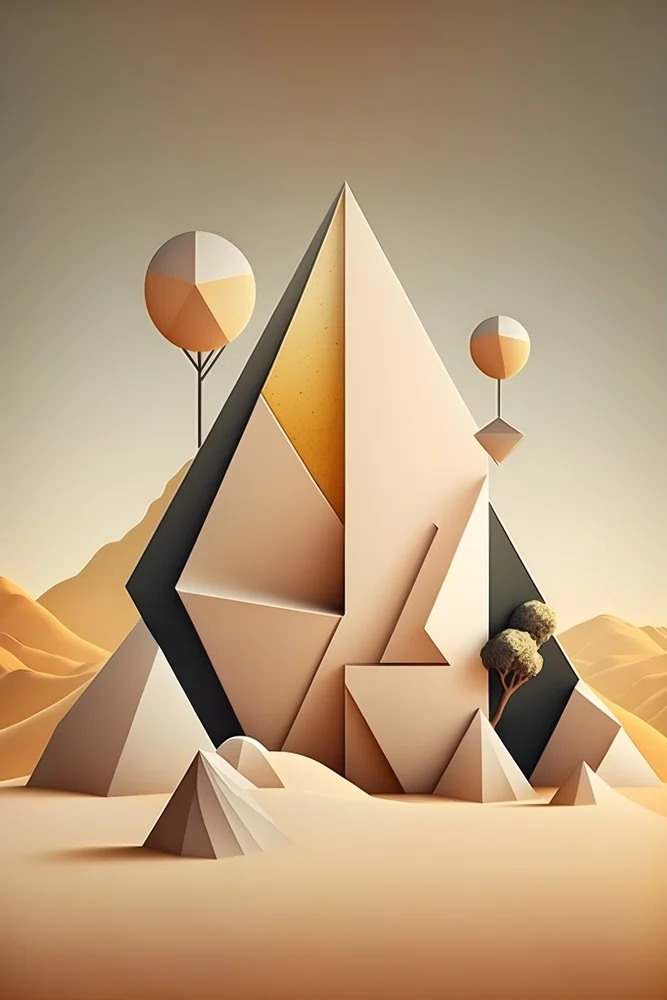 Tablou canvas: Peisaj Geometric în Tenta Portocalie - Thumbnail 2