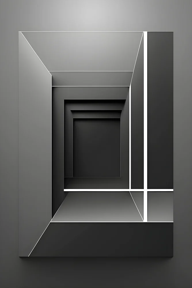 Tablou canvas: Compoziție Geometrică în Tonuri de Gri - Thumbnail 2