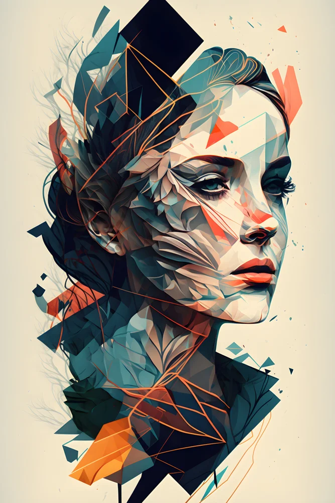 Tablou canvas: Portret Abstract cu Elemente Geometrice - Thumbnail 2