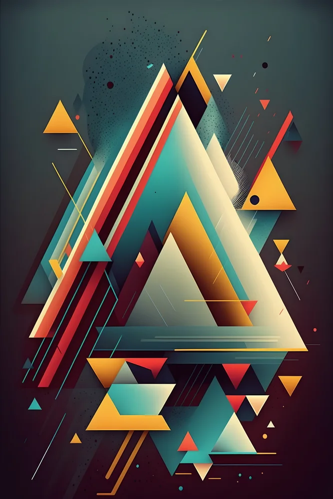 Tablou canvas: Geometrie Triunghiulară în Culori Retro - Thumbnail 2