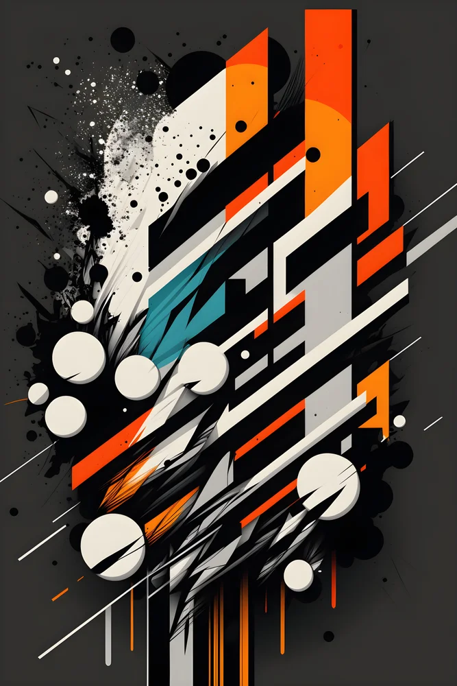 Tablou canvas: Geometrie Dinamică în Portocaliu și Negru - Thumbnail 2