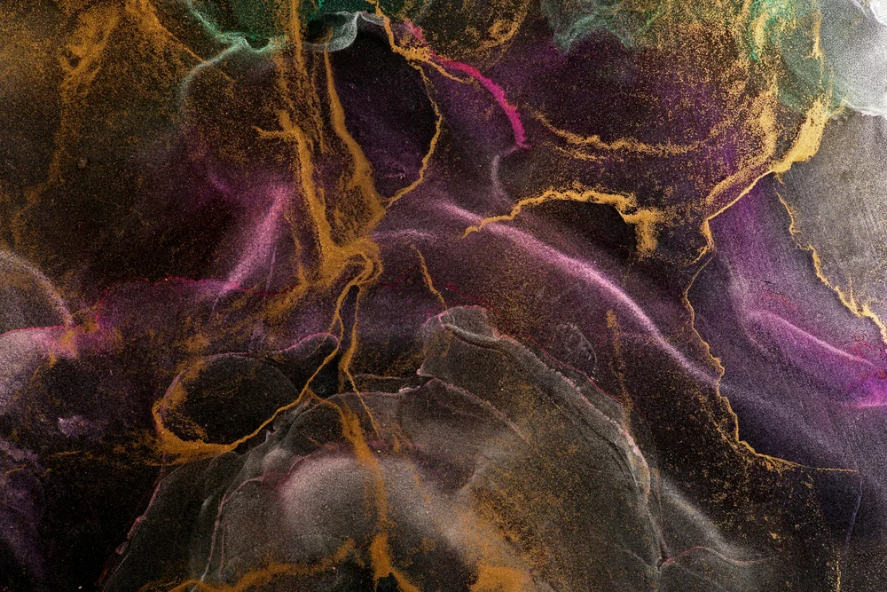 Tablou canvas: Compoziție Abstractă cu Aur și Mov - Thumbnail 2