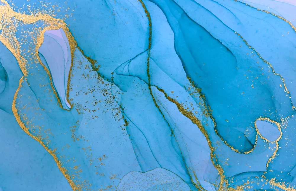 Tablou canvas: Auriu pe Albastru Fluid - Thumbnail 2