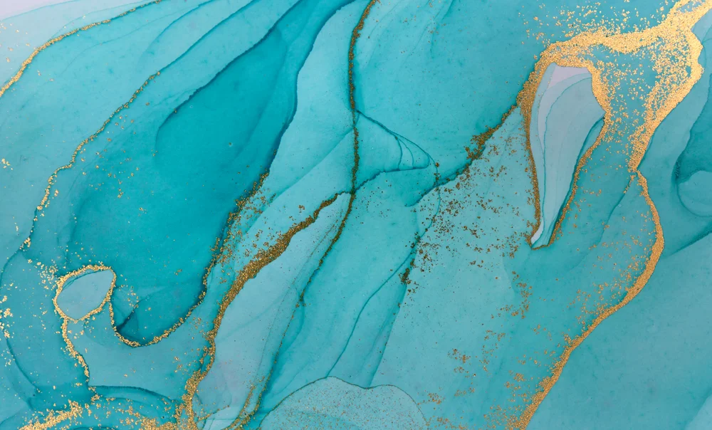 Tablou canvas: Compoziție Acvatică cu Accente Aurii - Thumbnail 2