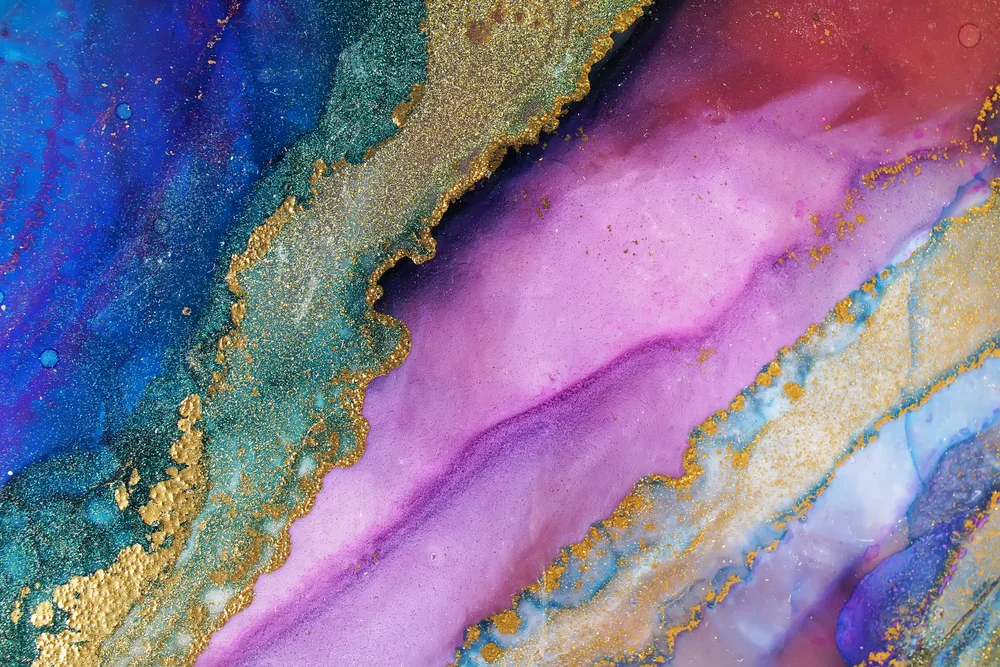 Tablou canvas: Explozie de Culori Vibrante cu Accente Aurii - Thumbnail 2