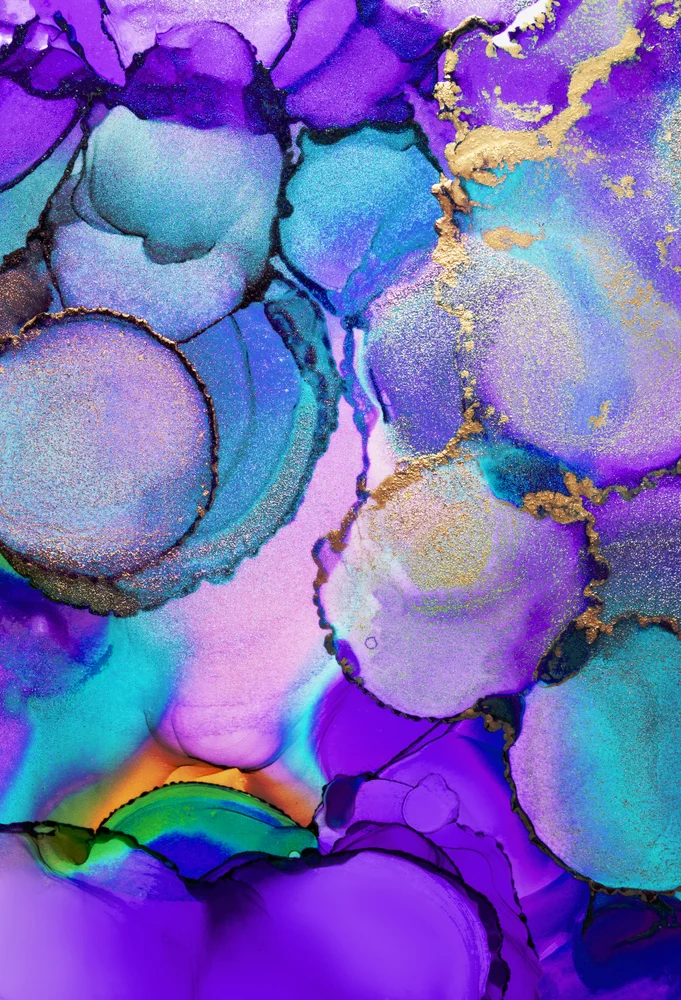 Tablou canvas: Culori Vii în Stil Abstract cu Accente Aurii - Thumbnail 2