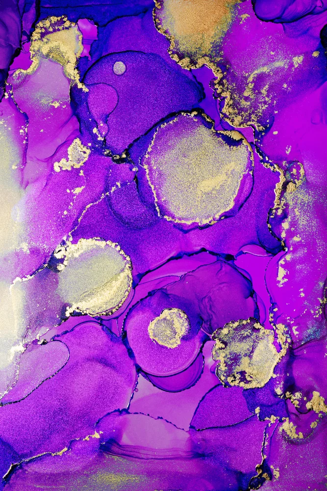 Tablou canvas: Compoziție Abstractă în Violet și Auriu - Thumbnail 2