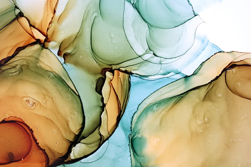 Tablou canvas: Forme Abstracte în Tenta de Verde și Portocaliu - Thumbnail 2