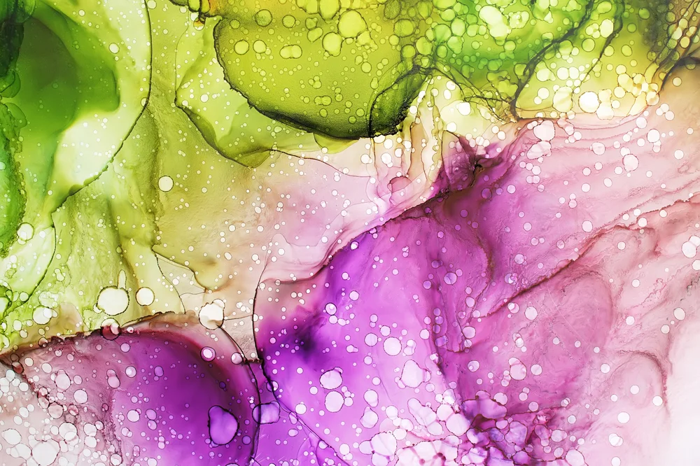 Tablou canvas: Explozie de Culoare Verde și Mov - Thumbnail 2