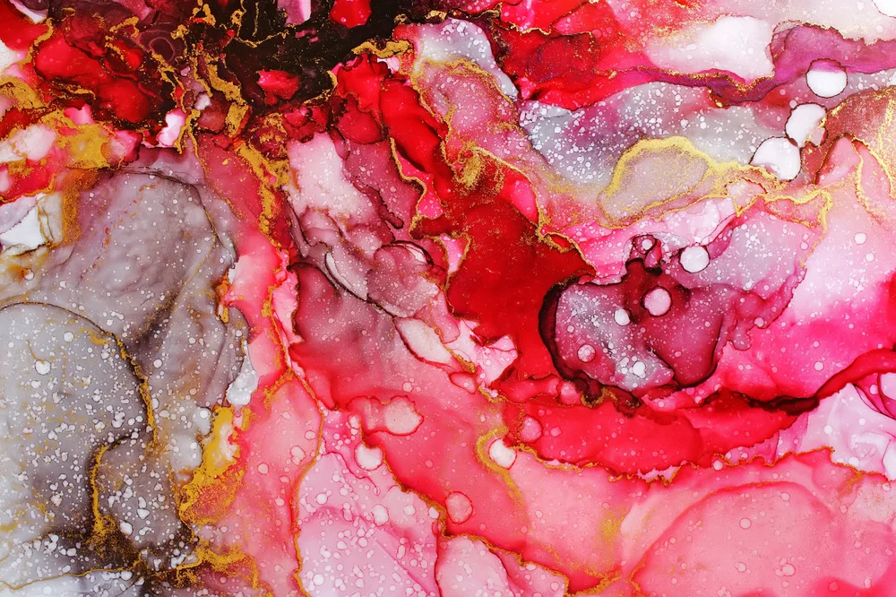 Tablou canvas: Abstracție în Tonuri de Roșu și Aur - Thumbnail 2