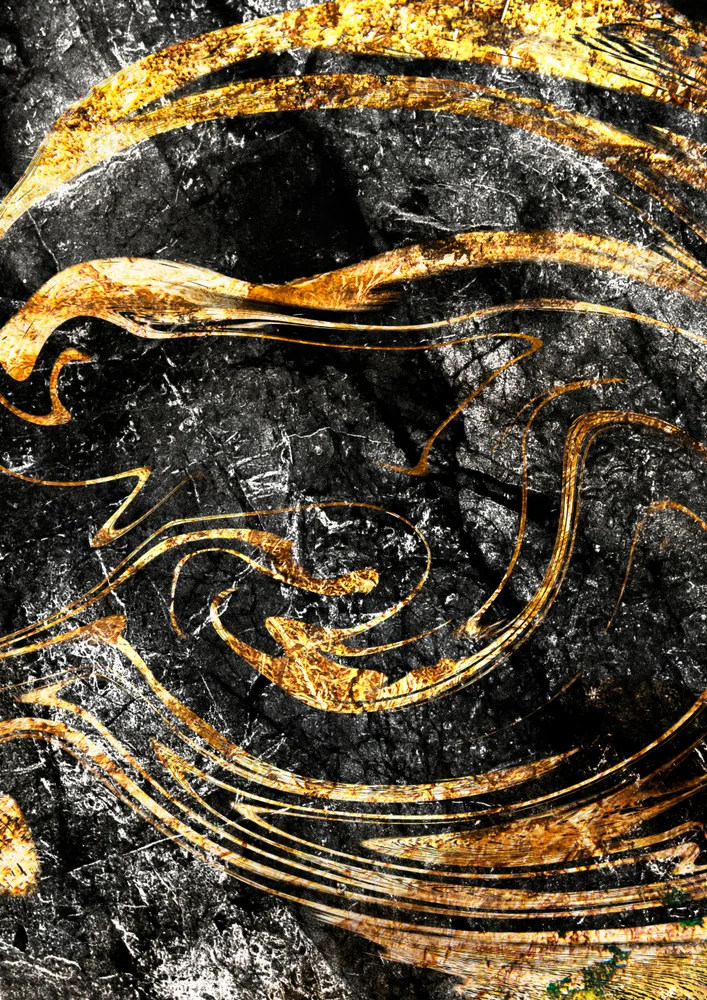 Tablou canvas: Linii Aurii pe Fundal Texturat Negru - Thumbnail 2