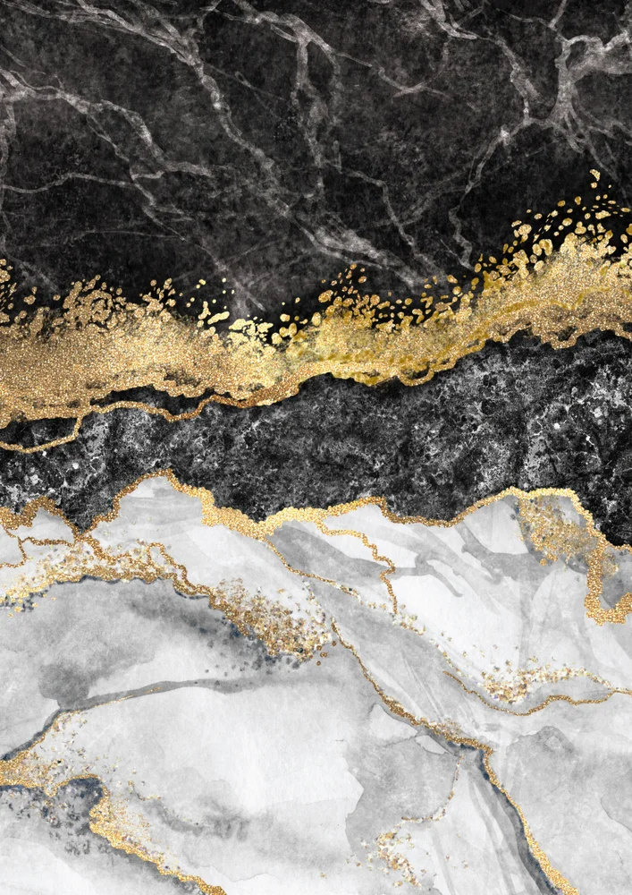 Tablou canvas: Compoziție Abstractă cu Aur și Marmură - Thumbnail 2