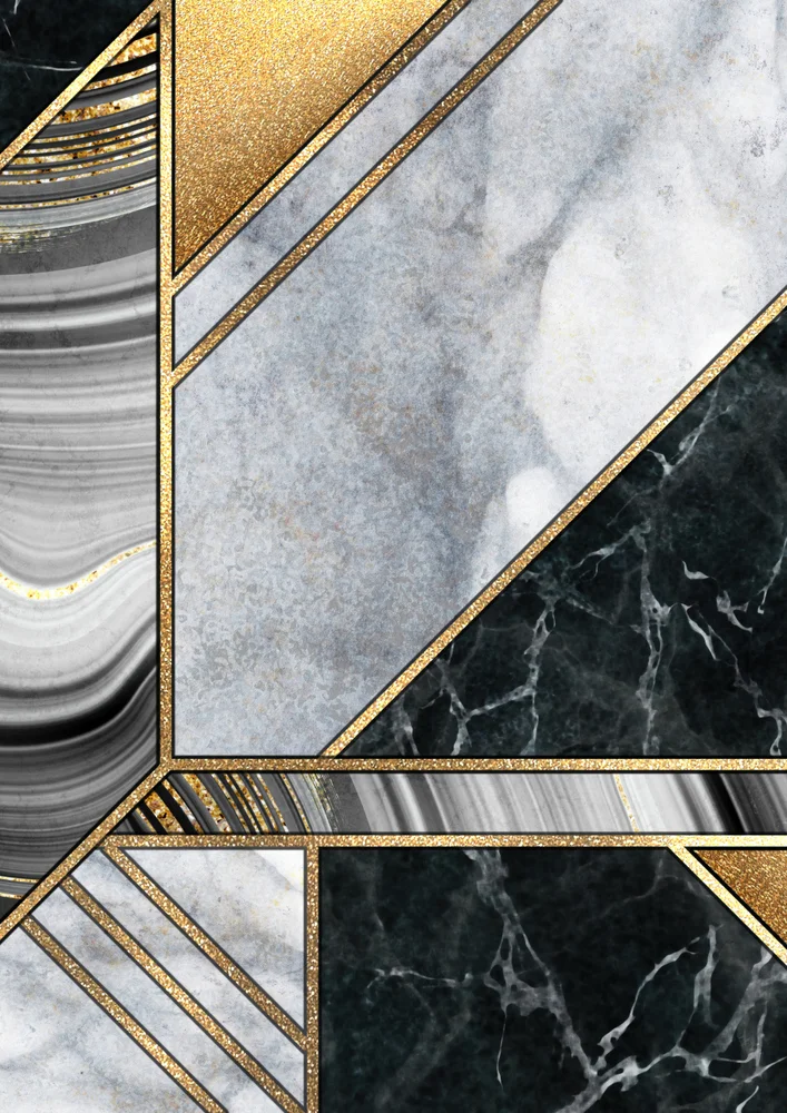 Tablou canvas: Design Geometric cu Accente Aurii - Thumbnail 2