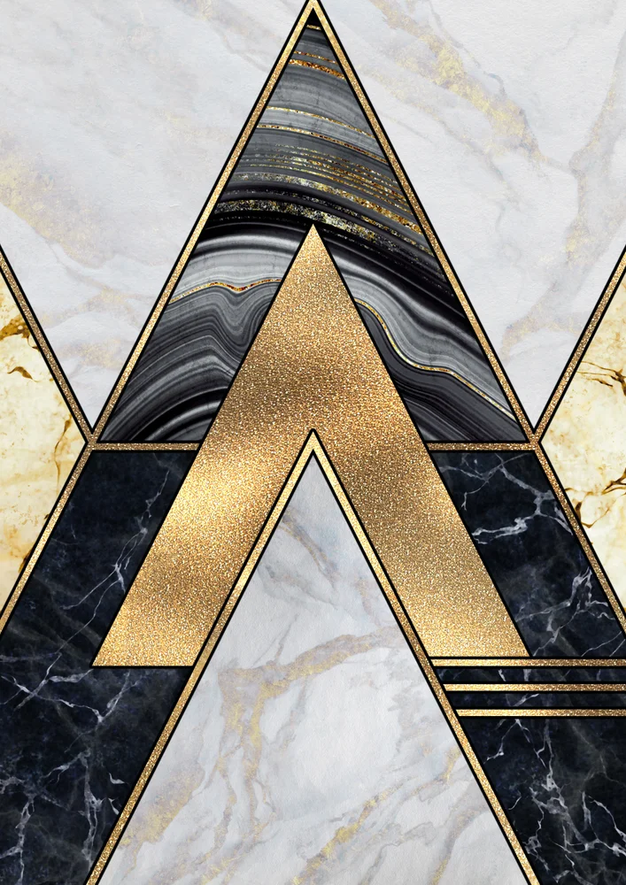 Tablou canvas: Triunghiuri Aurii și Marmură în Contrast - Thumbnail 2