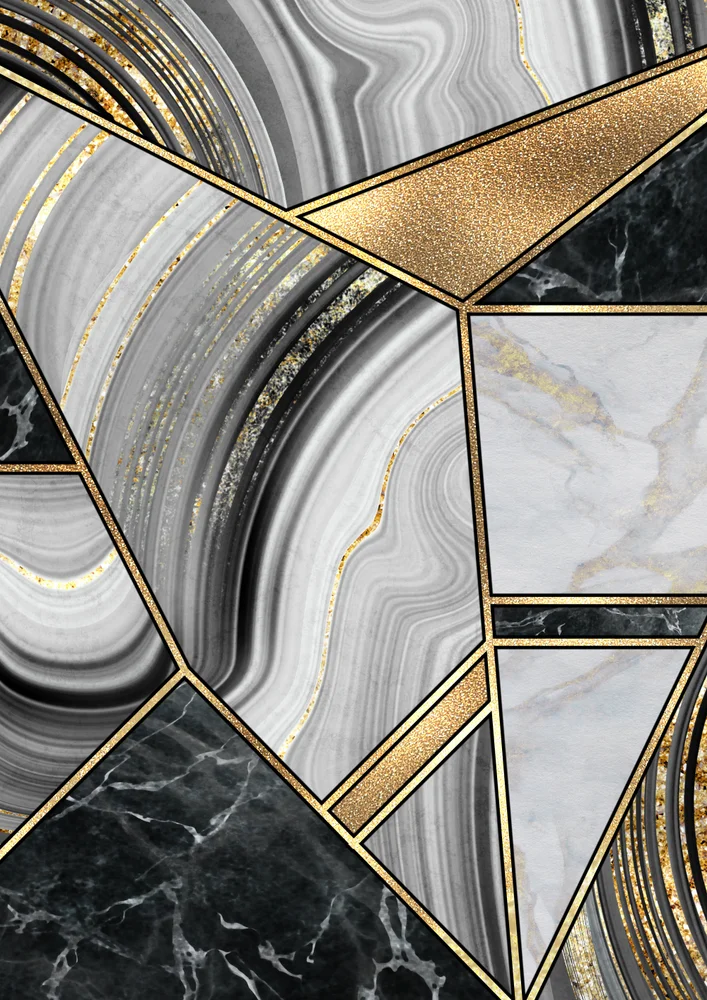 Tablou canvas: Geometrie Abstractă cu Accente Aurii - Thumbnail 2