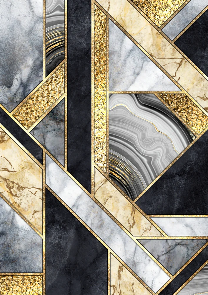 Tablou canvas: Design Geometric cu Accente Aurii (2) - Thumbnail 2