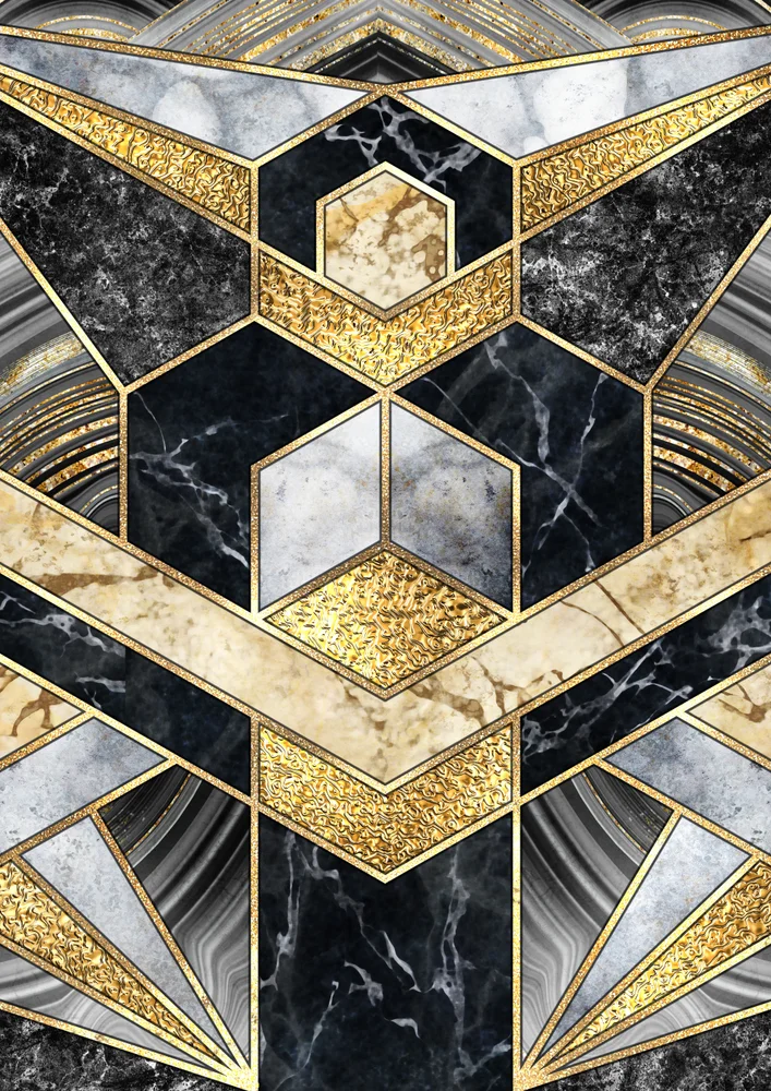 Tablou canvas: Compoziție Geometrică cu Detalii Aurii - Thumbnail 2