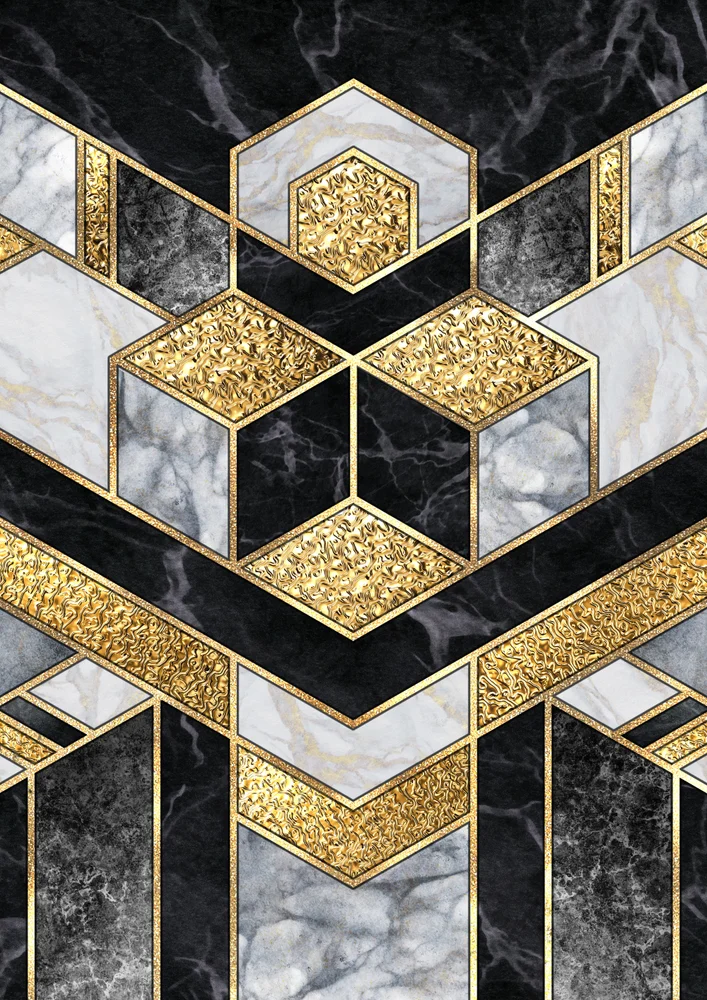 Tablou canvas: Model Geometric cu Accente Aurii - Thumbnail 2