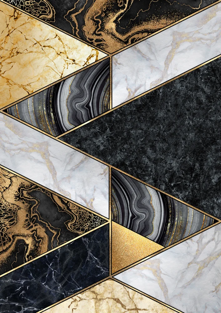 Tablou canvas: Geometrii Aurii și Marmură Contrastantă - Thumbnail 2