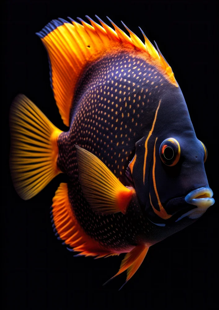 Tablou canvas: Pește Exotic în Nuante de Portocaliu și Negru - Thumbnail 2
