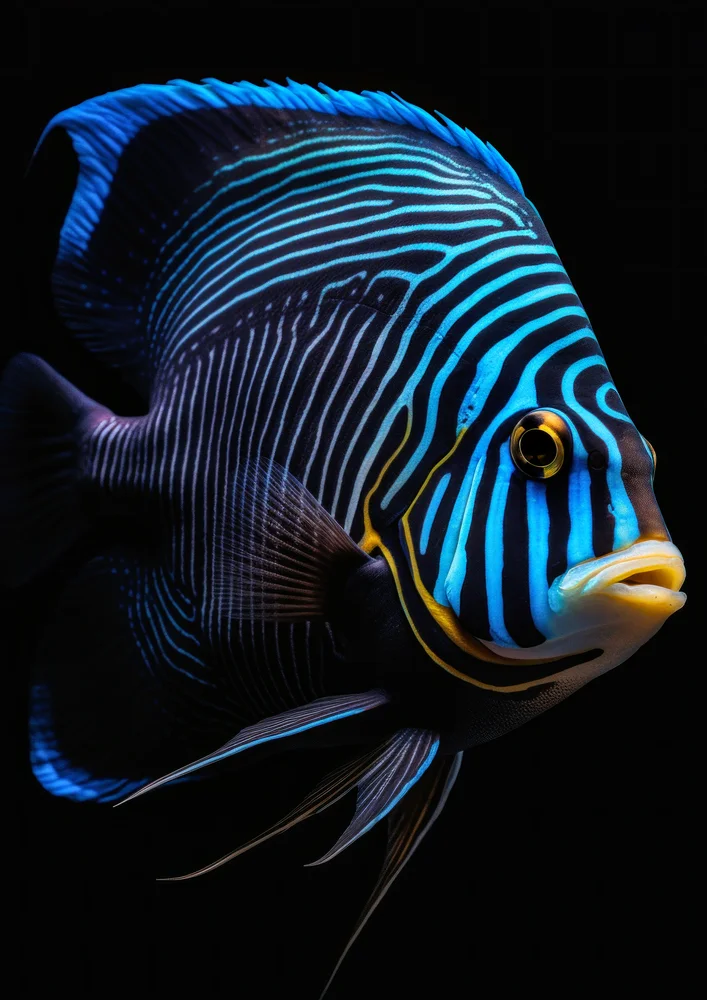 Tablou canvas: Pește Exotic cu Dungi Albastre - Thumbnail 2