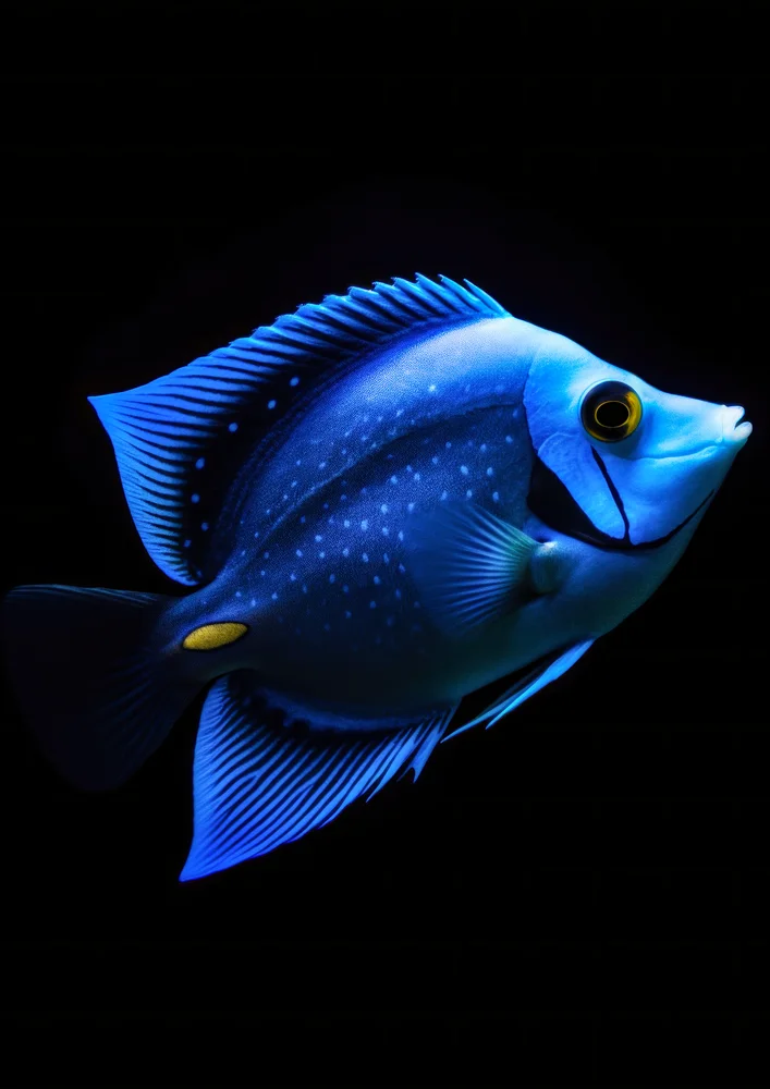 Tablou canvas: Pește Albastru în Contrast Întunecat - Thumbnail 2