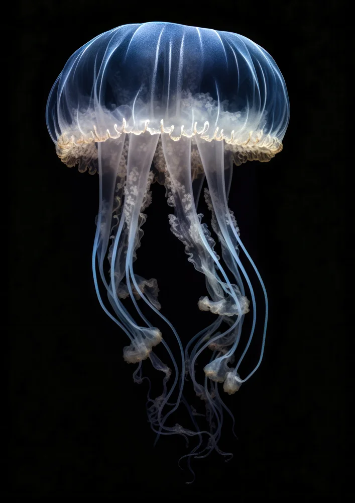 Tablou canvas: Meduză Luminoasă în Apă Neagră - Thumbnail 2