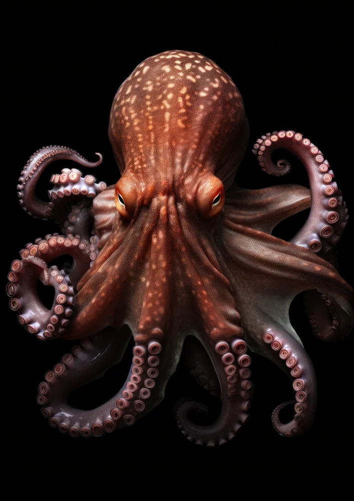 Tablou canvas: Caracatiță Realistă pe Fundal Negru - Thumbnail 2