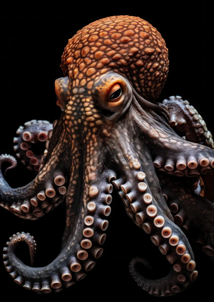 Tablou canvas: Portret Realist de Caracatiță pe Fundal Negru - Thumbnail 2