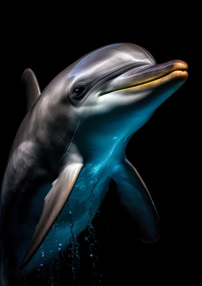 Tablou canvas: Portret Delfin cu Fundal Negru - Thumbnail 2