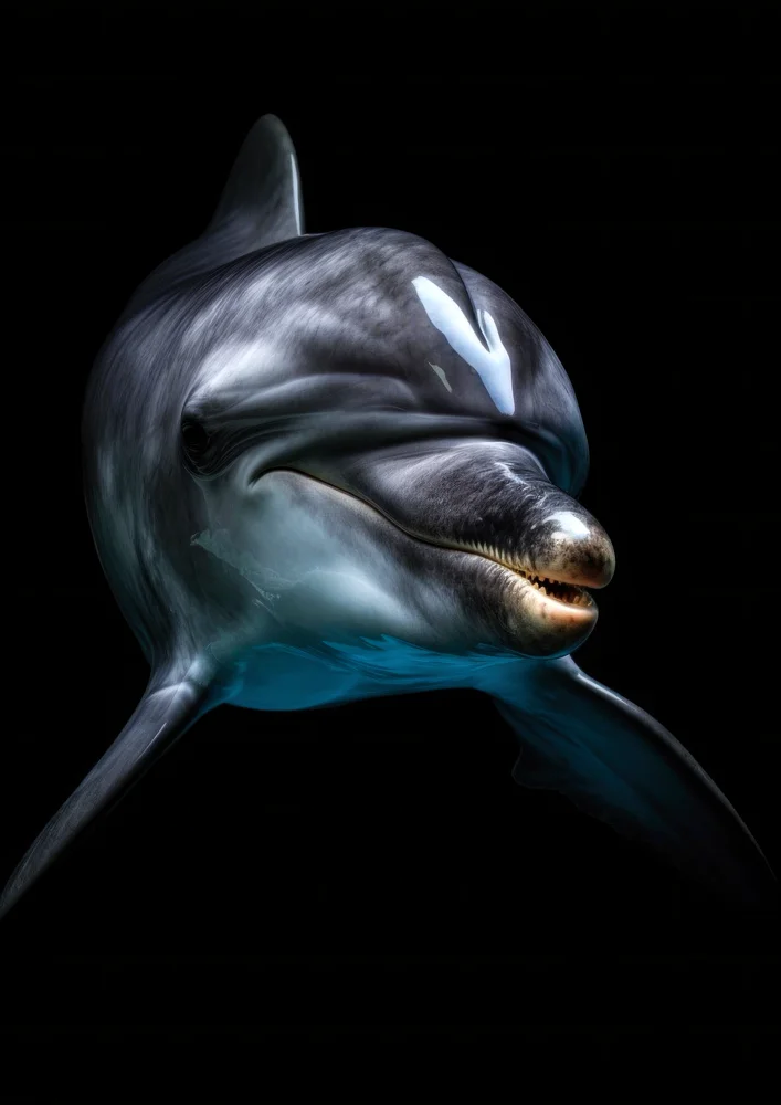 Tablou canvas: Portret Realist Delfin pe Fundal Negru - Thumbnail 2