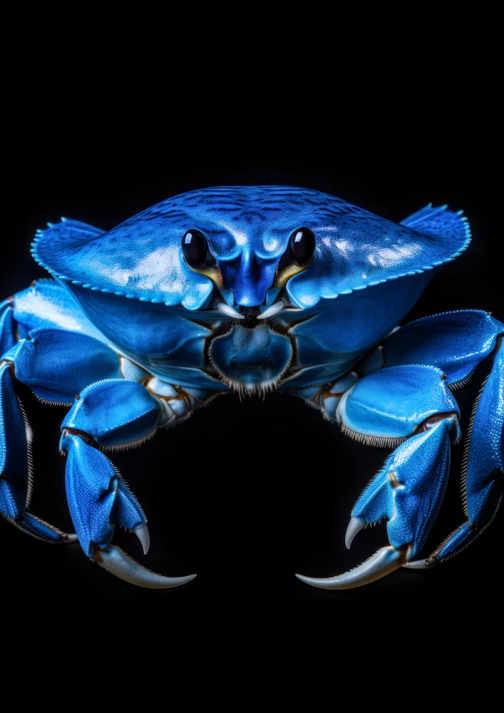 Tablou canvas: Crab Albastru pe Fundal Negru - Thumbnail 2