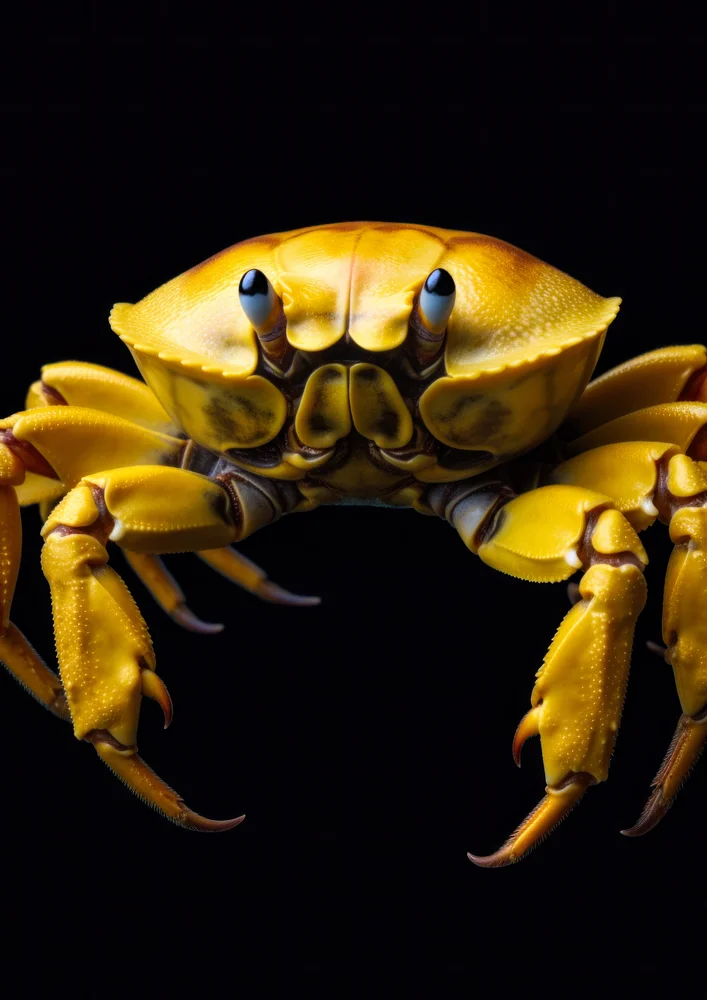 Tablou canvas: Crab Galben pe Fundal Negru - Thumbnail 2