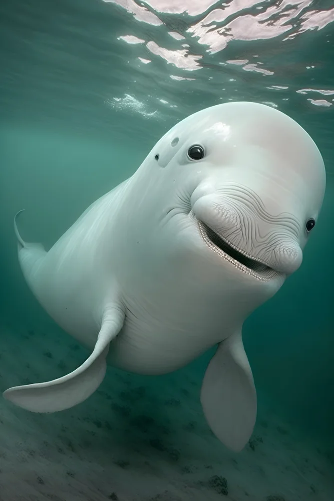 Tablou canvas: Beluga Zâmbitoare în Apă Cristalină - Thumbnail 2