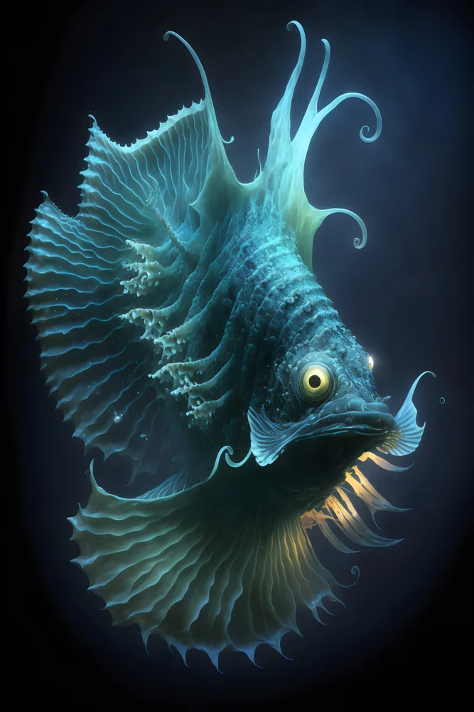 Tablou canvas: Pește Acvatic Bioluminescent Albastru - Thumbnail 2