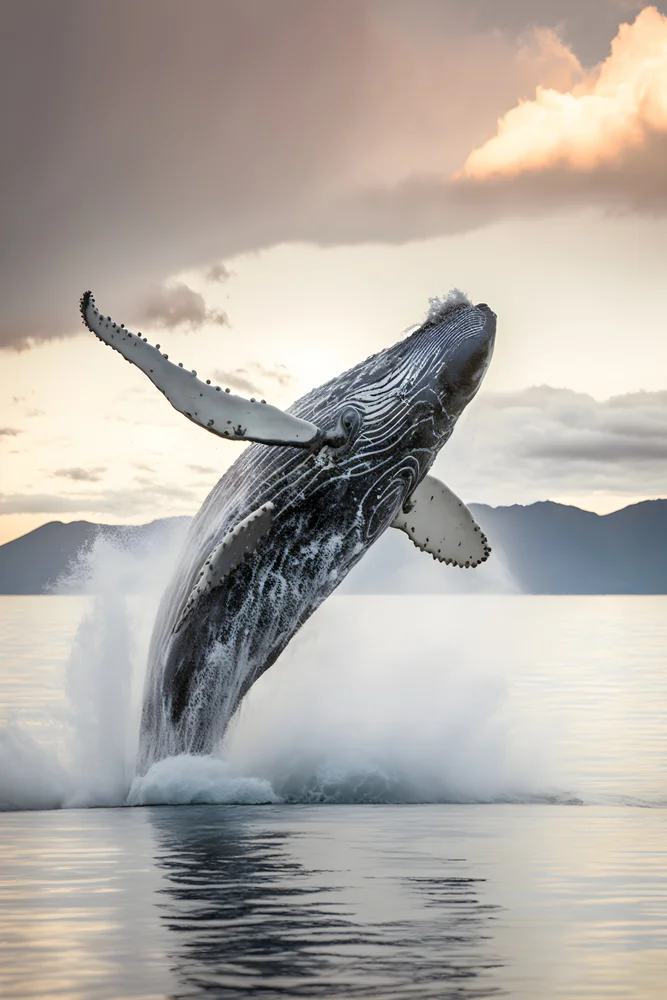 Tablou canvas: Balena Humpback în Săritură la Apus - Thumbnail 2