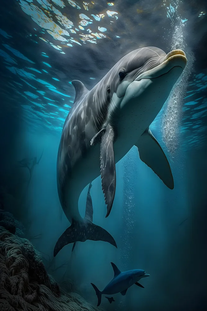 Tablou canvas: Delfini în Lumină Subacvatică - Thumbnail 2