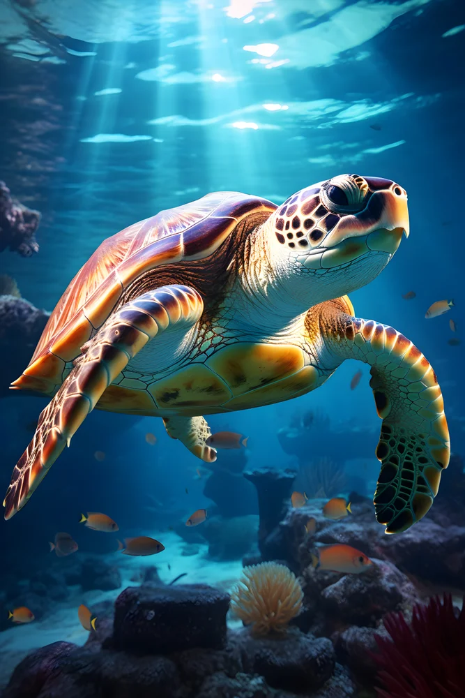 Tablou canvas: Broască Țestoasă Sub Soarele Oceanului - Thumbnail 2