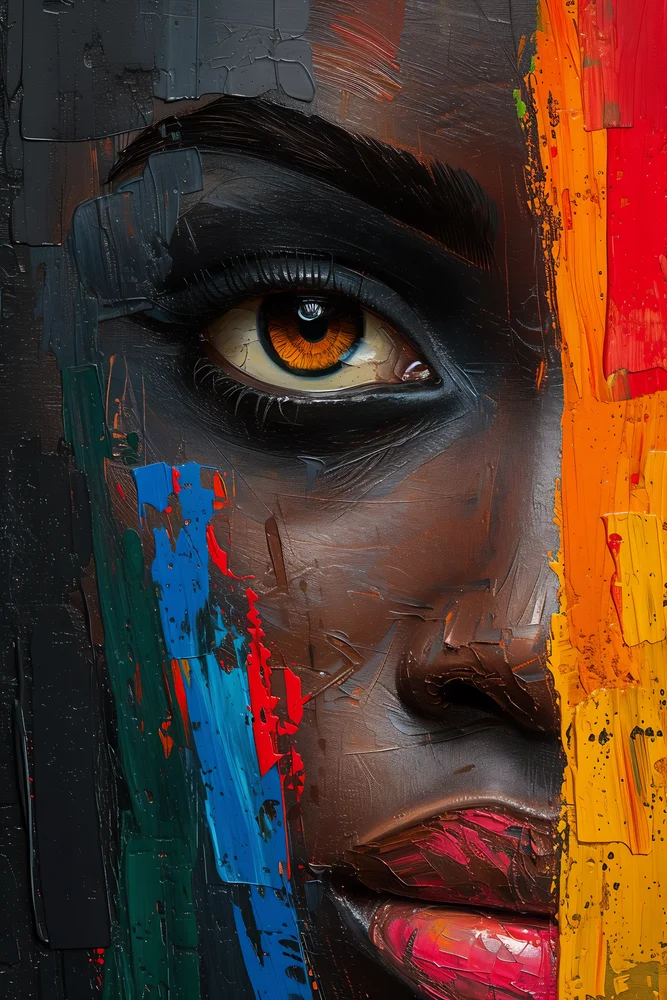 Tablou canvas: Portret African cu Texturi Vibrante - Thumbnail 2