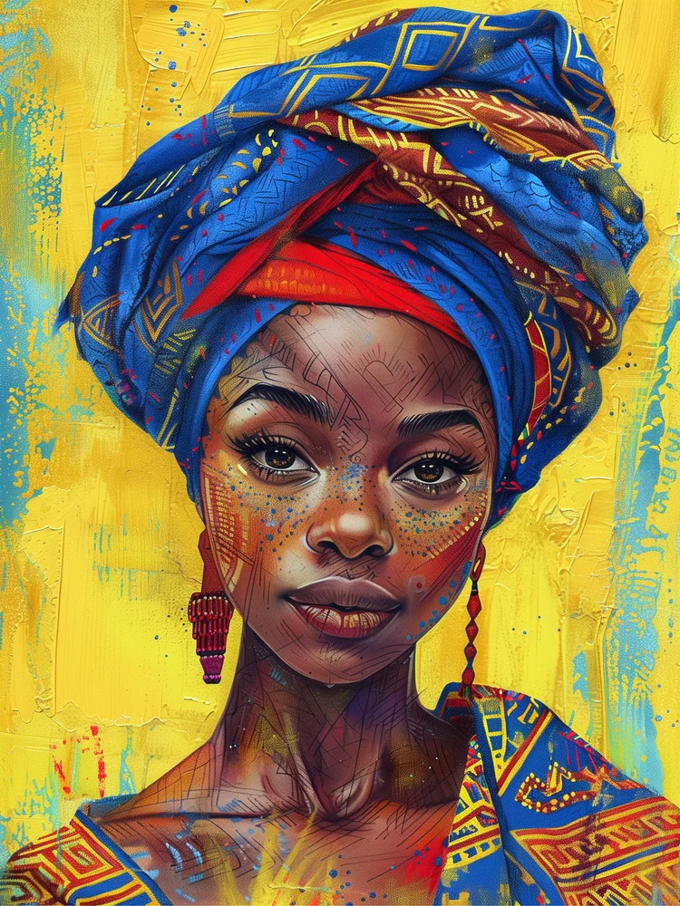 Tablou canvas: Portret Cultural African în Culori Vibrante - Thumbnail 2