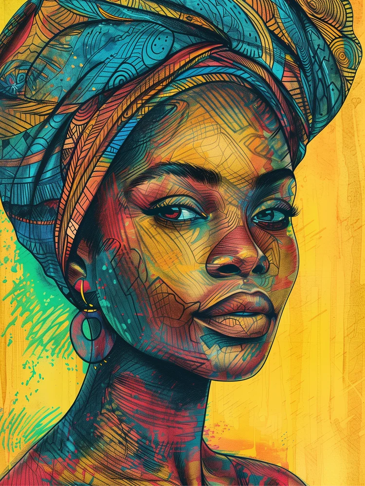 Tablou canvas: Portret Colorat al Culturii Africane - Thumbnail 2