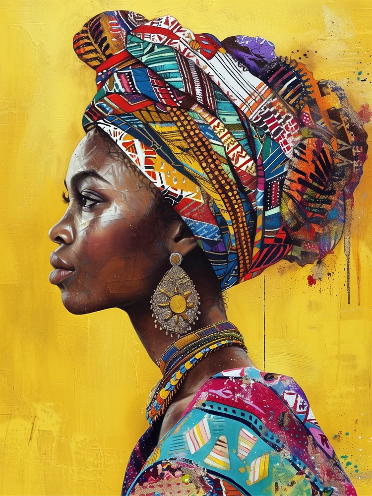 Tablou canvas: Portret African în Culori Vibrante - Thumbnail 2