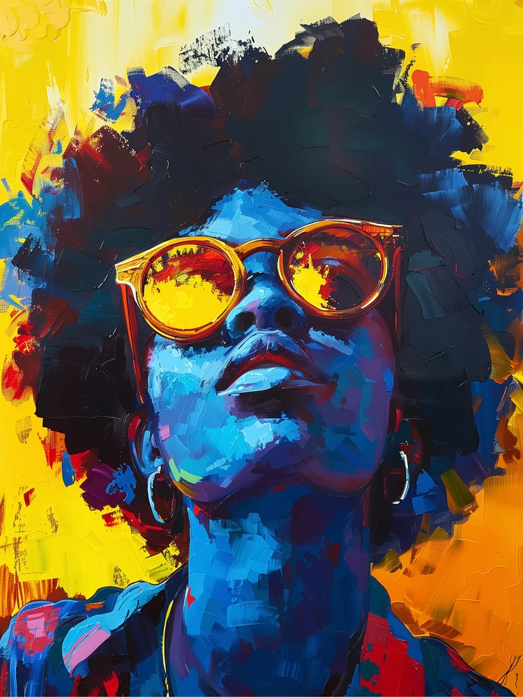 Tablou canvas: Portret în Stil Africani cu Ochelari Galbeni - Thumbnail 2