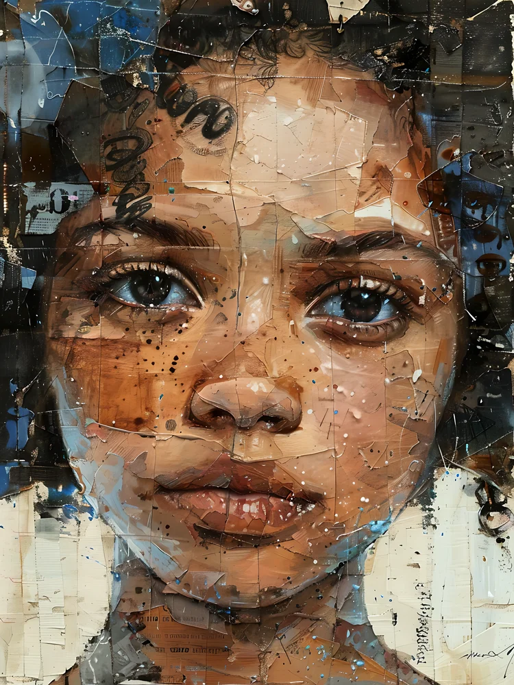 Tablou canvas: Portret de Tânără în Stil African Contemporan - Thumbnail 2