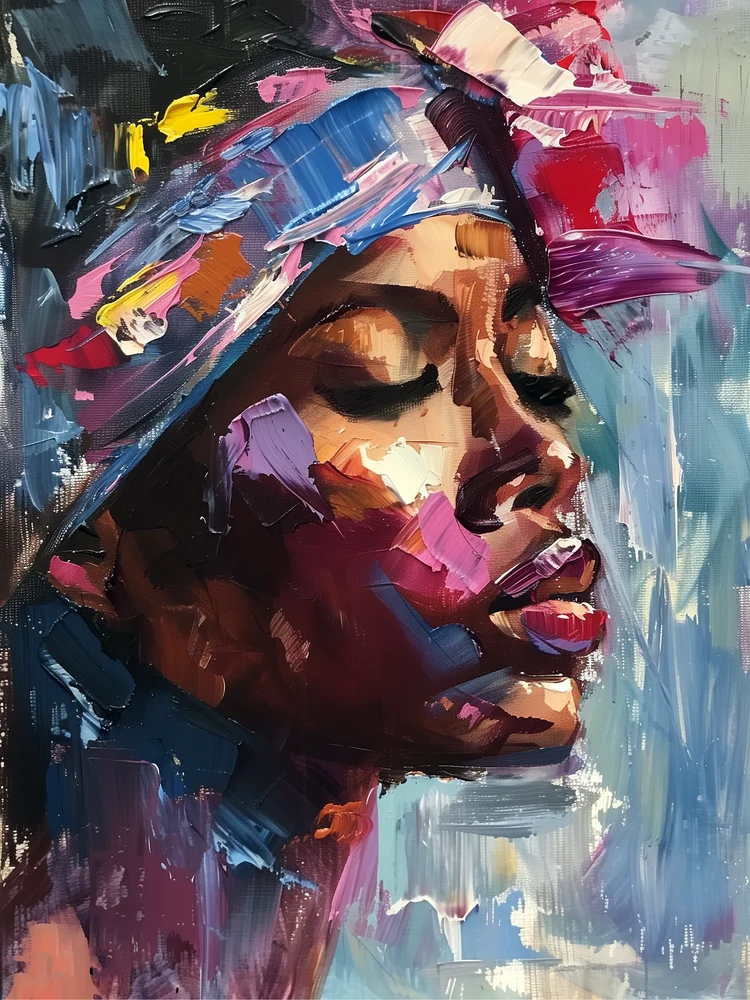 Tablou canvas: Portret Expresiv African în Tuse de Culoare - Thumbnail 2