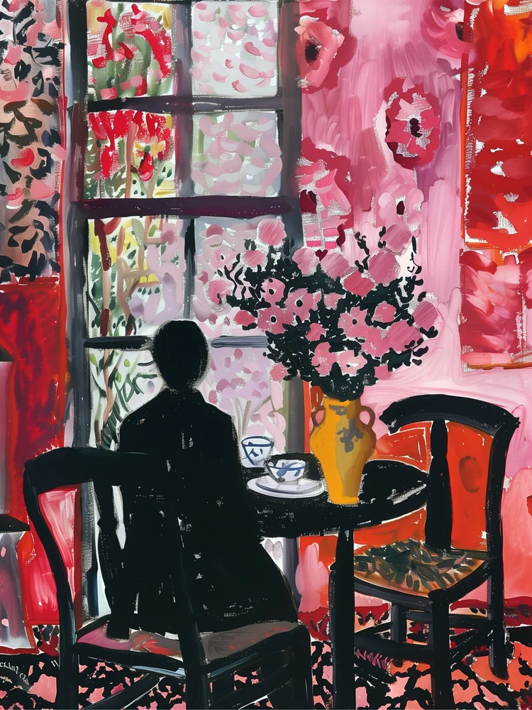 Tablou canvas: Interior Vibrant cu Motive Florale - Thumbnail 2