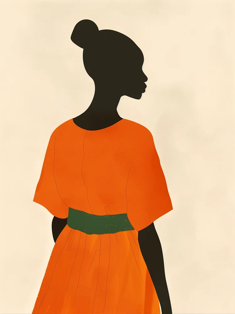 Tablou canvas: Siluetă Elegantă în Portocaliu African - Thumbnail 2